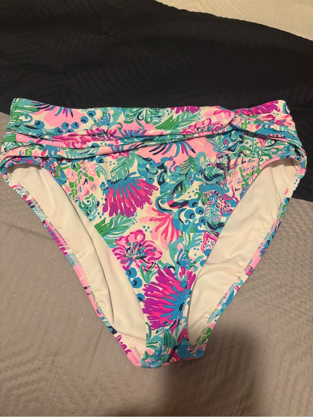 Lilly Pulitzer Floral Bikini Bottom in Pink, Teal & Green
